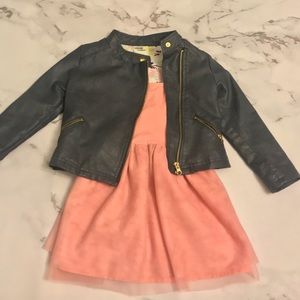 Gray Side Zip Girls Moto Jacket Genuine Kids 4T